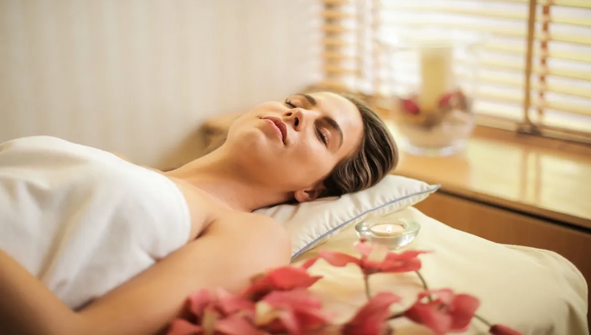 Woman laying down after beauty treatment
